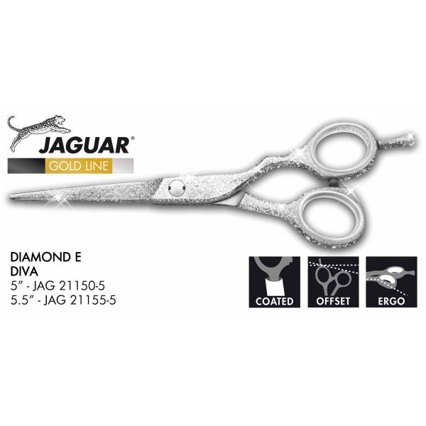Jaguar Scissor Diamond E Diva-Silver Glitter 5.5in